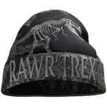 Y2K Blue Paisley Rawr TRex Beanie