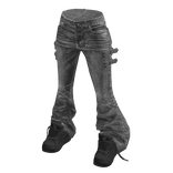 💗 Y2K Bootcut Jeans w/ High-Tops _ Grey