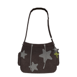 y2k Brown Star Shoulder Bag With Charms