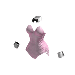 Y2K Bunny Corset Bodysuit in Baby Pink