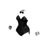 Y2K Bunny Corset Bodysuit in Black