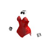 Y2K Bunny Corset Bodysuit in Red