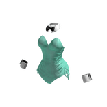 Y2K Bunny Corset Bodysuit in Teal