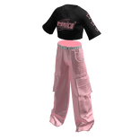 Y2K Cargo Pants & Cropped Shirt Eternos Black/Pink