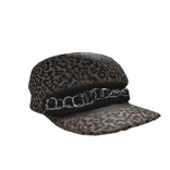 Y2K Chain Cap Leopard Print