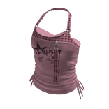 Y2K Checker Strap Graphic Crop Top (Pink)