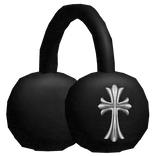 Y2K Chrome Cross Black Fluffy Earmuffs