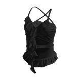 💗Y2K CROSS BACK RUFFLE TOP_BLACK