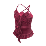 💗Y2K CROSS BACK RUFFLE TOP_PINK