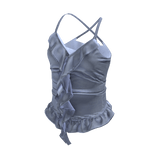 💗Y2K CROSS BACK RUFFLE TOP_SKYBLUE