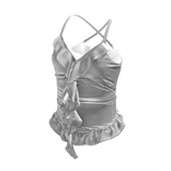 💗Y2K CROSS BACK RUFFLE TOP_WHITE