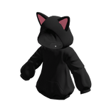 [Y2K] Cute Cat Ear Black Overfit Hoodie
