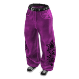 Y2K Denim Stars Baggy Jeans w/ Sneakers - Pink