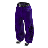 Y2K Denim Stars Baggy Jeans w/ Sneakers - Purple