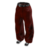 Y2K Denim Stars Baggy Jeans w/ Sneakers - Red