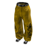 Y2K Denim Stars Baggy Jeans w/ Sneakers - Yellow