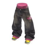 💗Y2K DOUBLE-LAYER RIPPED BAGGY JEANS_A.BROWN/P