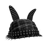 Y2K Emo Bunny Beanie [Black Plaid]
