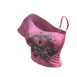 ʚ♡ɞY2K Emo / Goth Pink Asym Off-shoulder Top