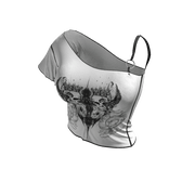 ʚ♡ɞY2K Emo / Goth White Asym Off-shoulder Top