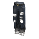 Y2k Flame Jeans Black-White