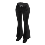 🍀Y2K Flare Pants with Belt(Black)