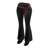 🍀Y2K Flare Pants with Bow Belt(Black&Pink)