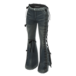 Y2K LACE FLARED BOWTIE JEANS