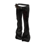 Y2K Flared Jeans w/ Fur Belt (Black Red Denim)