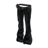 Y2K Flared Jeans w/ Fur Belt (Dark Denim)