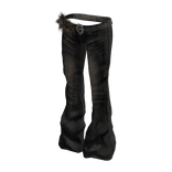 Y2K Flared Jeans w/ Fur Belt (Dark Washed Denim)