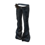 Y2K Flared Jeans w/ Fur Belt (Denim)