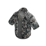 Y2K Floral Button-Up Shirt - Grey
