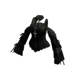 Y2K Goth Lace Up Top w/ Bell Sleeves (Black)