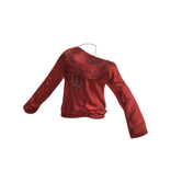 💜 Y2K Graphic Off-Shoulder Longsleeve_Red
