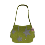 y2k Green Star Shoulder Bag With Charms