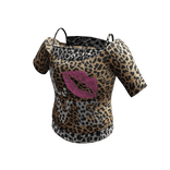 Y2K Gyaru 2000s Leopard Shirt w/ White Leopard