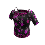 Y2K Gyaru 2000s Star Shirt w/ Pink Leopard print