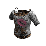 Y2K Gyaru 2000s White Shirt w/ Leopard print