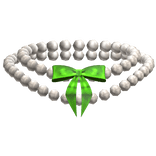 🎄Y2K Gyaru Christmas Pearls Necklace w/ Green Bow