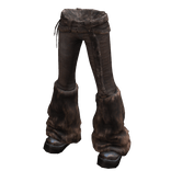 Y2K Gyaru Pants - Fuzzy Brown Leg Warmers