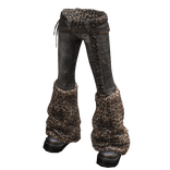 Y2K Gyaru Pants - Fuzzy Leopard Print Leg Warmers