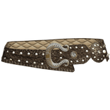 Y2K Gyaru Rhinestone Scene Belt In Brown