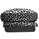 Y2K Gyaru White Snow Leopard Print Fur Beret Cap
