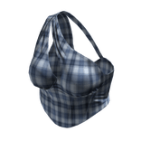 Y2K Halter Bustier Top Blue Plaid [JEYS]