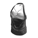 💜 Y2K Halter Top w/ Layered Bralette_Gray
