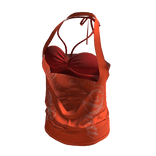 💜 Y2K Halter Top w/ Layered Bralette_Orange