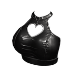 Y2K Heart Cut-out Leather Top Grunge ( BLACK )