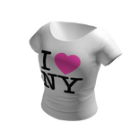 Y2K I LOVE NEW YORK Fitted T Shirt | White & Pink