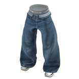 💗Y2K LAYERED BOXER JEANS_SKYBLUE